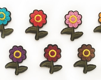 1 Mini Flower Patch - 7 Different Styles - Iron on Embroidery Patches Flowers - Small Flower Applique