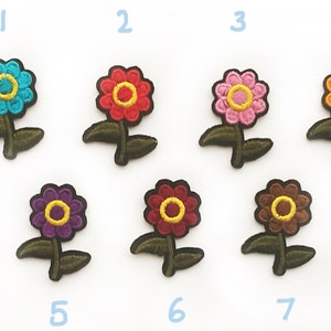 1 Mini Flower Patch - 7 Different Styles - Iron on Embroidery Patches Flowers - Small Flower Applique