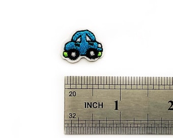 Écusson micro bleu : appliqué thermocollant (1,7 x 2,3 cm)