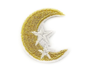 Night Sky Patches 3.7cm x 3.7cm - Gold Moon Applique - Celestial Patch - Mystical Badge Astrology Iron on