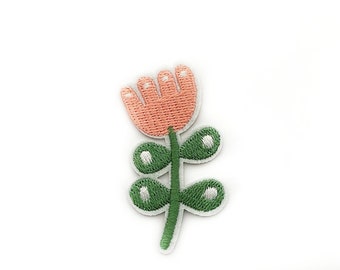 Tulip Patch - Peach Pink Flower Badge Embroidery DIY