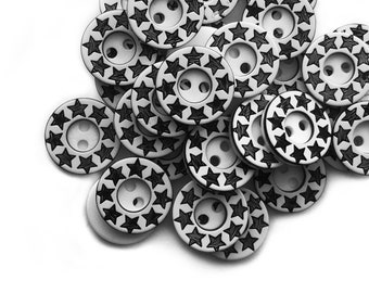 10 Star Buttons - White and Black Button 13mm - Plastic Resin Buttons - Sewing Notions - Sewing Buttons - Monochrome Buttons For Sewing