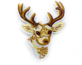 Stag patch - Forest Animal Badge Iron on Embroidered Patches Wildlife Brown Patches