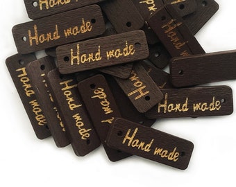 10+ Dark Brown Craft Wood Tags for DIY Craft Projects - 3cm x 1cm