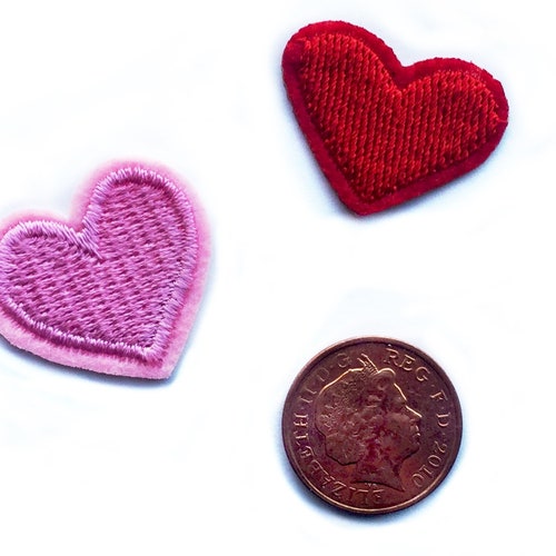 2 Mini Patches Small Heart Patches Micro Patches Hippie Etsy