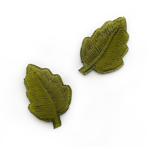 2+ Green Leaves Patches Iron on Flower Applique Embroidery DIY Stick on Applique