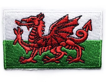 Wales Flag Patches - Cymru Iron on Patch - Welsh Patch - Dragon Patches - Flag Patches - Embroidered Welsh Flag - Wales Applique