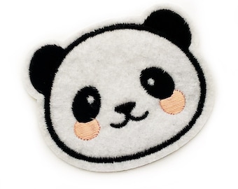 Badge mignon panda thermocollant sur panda kawaii - 5,3 cm x 6,4 cm