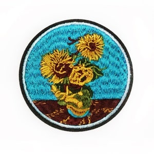Sunflowers Patch - Gift for Artist Art Student - Blue Patches UK - Unusual Patches Applique