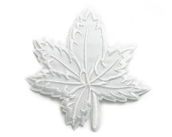 White Leaf Applique Iron on - Thin White Embroidered Leaves Patch
