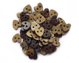 Brown Heart Coconut Buttons 15mm 50pcs Brown Heart Coconut Buttons 15mm 50pcs