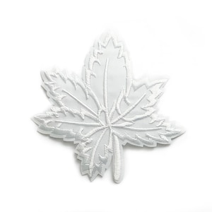 White Leaf Applique Iron on - Thin White Embroidered Leaves Patch