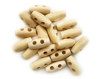 5/8” Mini Cream Toggle Buttons - 15mm Very Small - Doll Duffle Coat - Pale Light Wood Toggles  - 24L