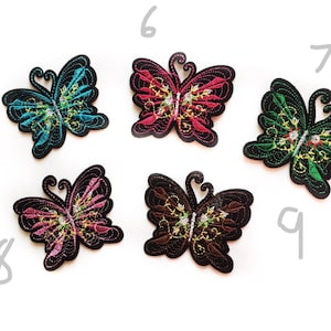 Embroidery Patch Butterflies - 9 Options - Iron On Appliqué  Butterfly - 6.5cm x 5.7cm