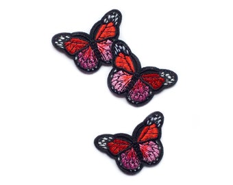 Iron On Patch- Patches for Jackets Insect Patch Cap Cool Badge Size 2.3 cm Mini Small Pink Star Black Butterfly W H Jean x 1.8 cm