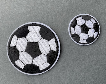 Football Patch Iron on in Black and White Embroidery, Soccer Badge