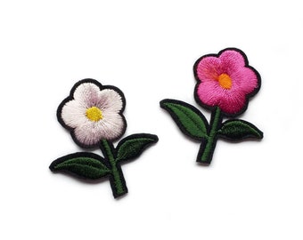 Mini Pink Flower Rose Patches White Flower Small Patches Micro Cute Patches Cute Iron on Flowers Patch Iron on Patch Embroidered Patch