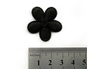 Small black flower patch - Iron on Badge Flower