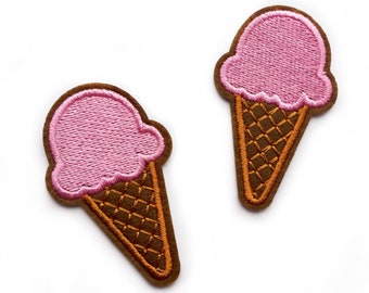 1+ Ice Cream Cone Patches for Hats Pink Ice Cream Badge Iron On Food Cute Patches Retro