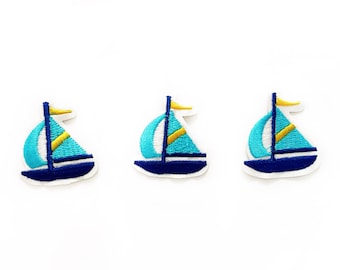 Sea Patch - Meer Aufnäher - Aufnäher zum aufbügeln - kleine Patches - Blaue Patches - Segeln Aufnäher - gestickter Wasser Patch am Meer Applikation Urlaub