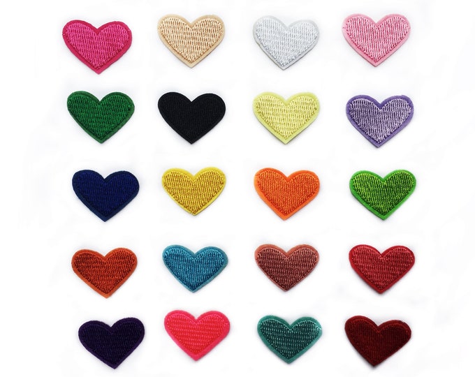 20 Heart Appliqué Set Patch Collection Bulk Patches Small Heart Patches Small Cute Patches