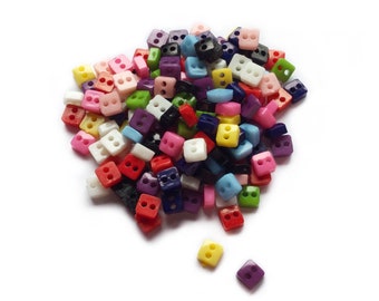 6mm Square Doll Buttons (100 Buttons)