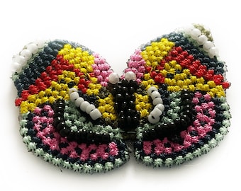 Beaded Butterfly Applique - Sew on Butterfly Embellishment With Beads - 4.5cm x 7.5cm