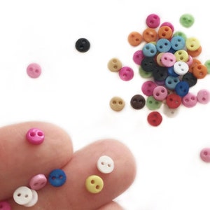 Miniature Buttons 3mm / 0.12” - Little Small Buttons - Round Mini Buttons - Ideal for Toys and  Doll Making Supplies - Craft Button Mix