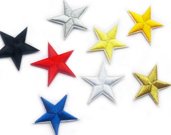 Small Star Patches - 4.6cm - Set of Star Embroidery Badges in Gold Silver Yellow Red White Black etc