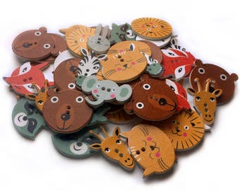 6/10/20 Animal Buttons - Cute Buttons - Wildlife Buttons Scrapbooking Supply - Bear Buttons - Zebra Cat Giraffe Buttons -  Craft Supplies