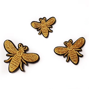 1+ Bee Patch - 3 Different Sizes of Bee Patches for Backpacks Bee Applique for Jackets Embroidered Patch Insect Animal Embroidered Iron on