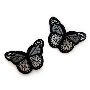 + de 2 écussons papillon gris pour vestes Appliques papillon petits écussons thermocollants mini-papillons gris papillon gris