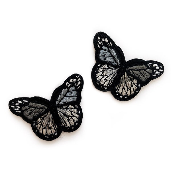 2+ Gray Butterfly Patches for Jackets Butterfly Appliques Small Patches Iron On Grey Butterfly Mini Grey Butterflies