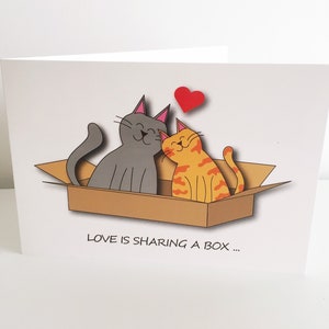 Jolie carte de chat - carte d'anniversaire pour lui, mari, pour femme, nouvelle carte de maison pour les amoureux des chats - intérieur vierge, design original