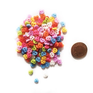 Tiny Heart Doll Buttons (25+ Buttons) - 6mm Buttons - Little Buttons Hearts - Figurine Doll Buttons - Heart Shaped Button - Hearts Resin