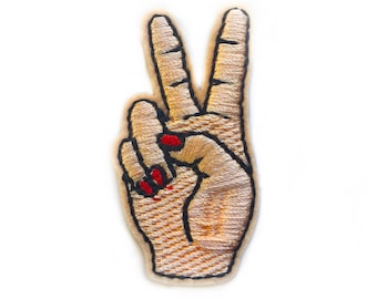 Parches Hippies - Parches con el símbolo de la victoria - Parche con el símbolo de la paz - Parche con la mano y el amor - Parches de apliques - Parches bordados - Amigos - Parches de amor