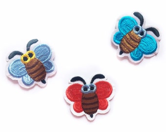 3 Cute Butterfly Iron on Patch Set - Butterflies Applique Insect