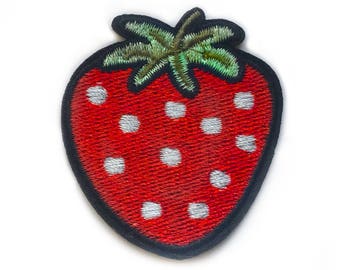 Strawberry Patch - Food Patches - Strawberries Patch - Iron on Patches - Fruit Patch Summer Harvest Sweet Patch - Fruit Applique Embroidery