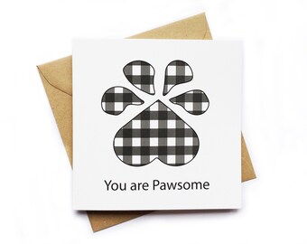 Dog Mothers Day Card from Kids - Cute Dog Sweet Pawsome Card - Black and White Cat Pawesome Mother - Original Design by Button Cool