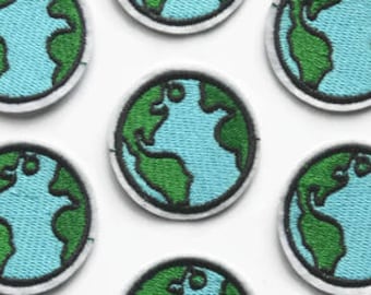 Earth Patch - Accessories DIY Crafts  - Environmental Iron On Patch Badges Rad Dad World Patches Globe for Nature Lovers