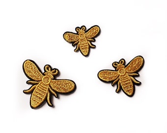 1+ Bee Patch - 3 verschillende maten Bee Patches voor rugzakken Bee Applique voor jassen Geborduurde patch Insect dier geborduurd opstrijkbaar