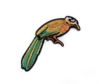 Tropical Bird Patch - Embroidered Badge for Bird Lovers - Twitchers Gift - 5cm x 12cm