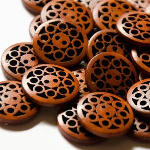 6/12/24 Wooden Buttons 20mm Buttons Circles - Intricate Buttons - Medium Size Buttons - Geometric Design Buttons - Carved Button Detailed