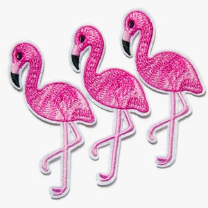 1+ Flamingo Patch - Iron on Patches - Cute Patches - Cute Flamingoes - Embroidered Applique - Pink Patch