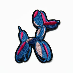 Balloon Dog Patches for Jackets Iron On Patch Dog Applique Cute Animal Badge Embroidered Pet Lover Gift UK - 7cm x 7.5cm