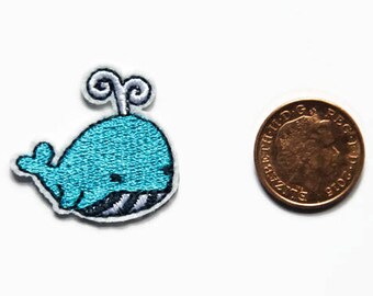Small Patches - Tiny Iron On Patch - Whale Patches - Micro Patches - Small Embroidery Patch Small Animal Patches Embroidered Stocking Filler