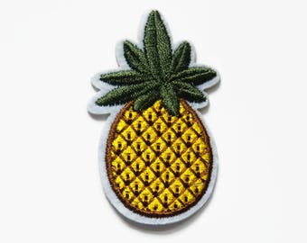 Tropical Pineapple Patches - Pineapple Patch - Rockabilly Patch - Iron On Badge - Tropical Fruit Applique Embroidered