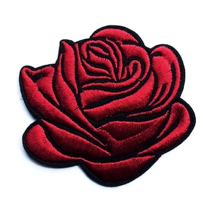 Expo International Kay Iron on Embroidered Large Flower Patches/Appliques, Red