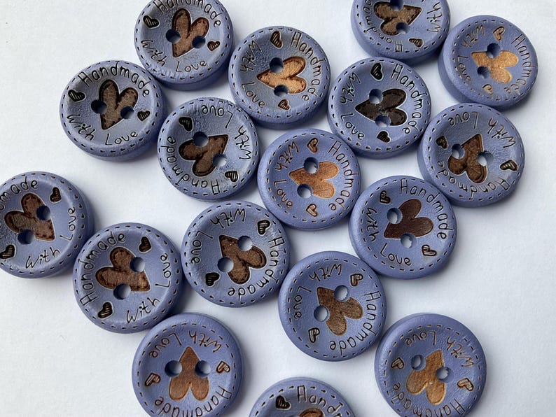 Rustic finish wooden buttons to show care in handmade knitting.