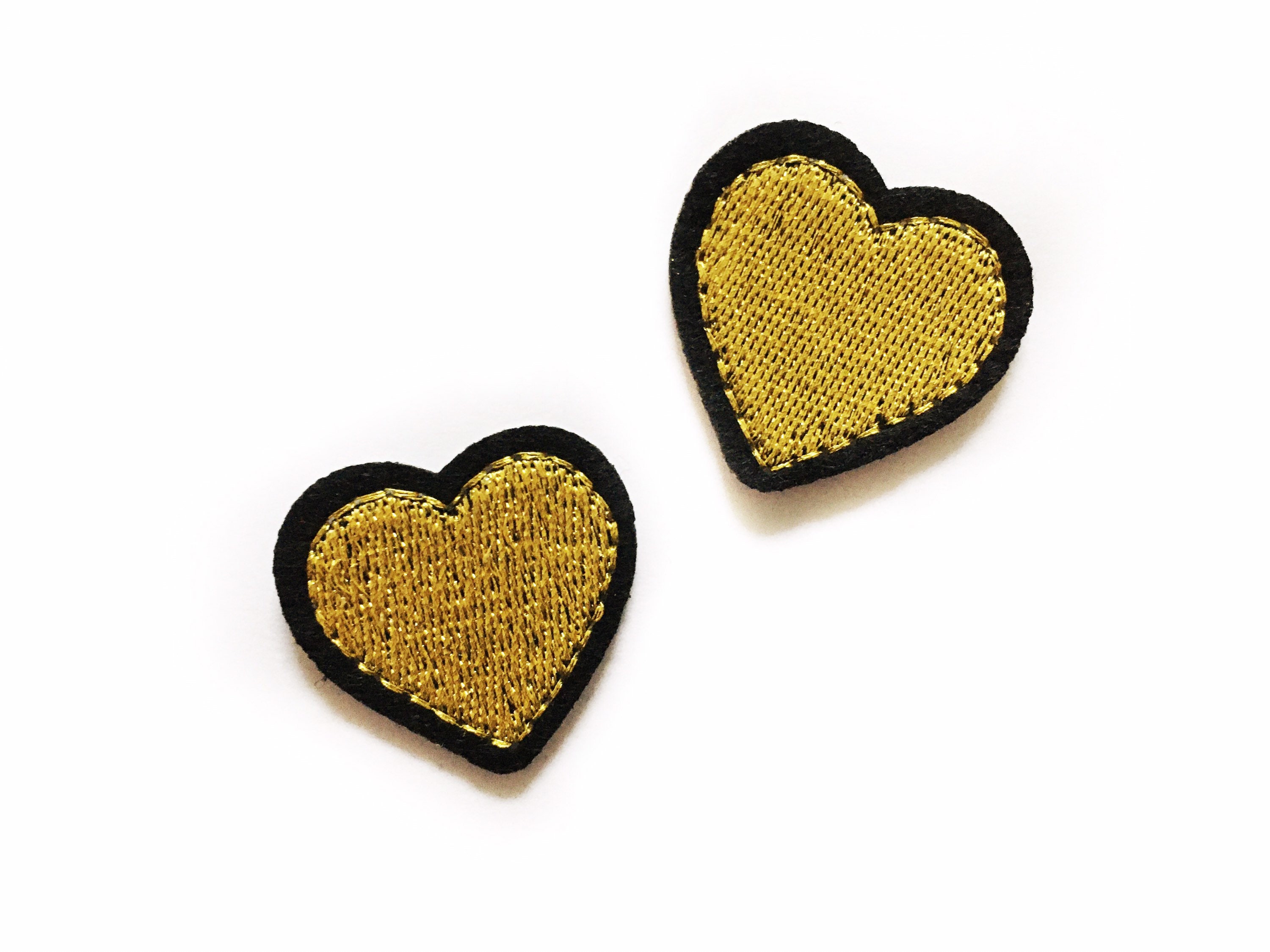 2 Mini Patches Small Gold Heart Patches Micro Patches Etsy UK